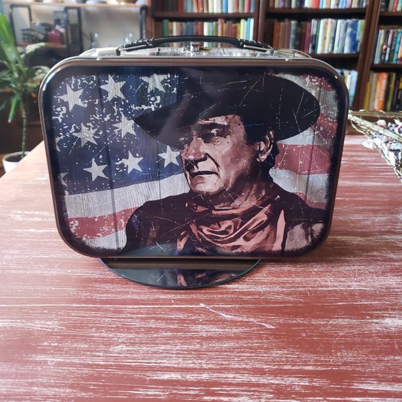 John Wayne Retro Metal Lunch Box - "The Duke" - Cowboy - Patriotic - Picture 8 of 10